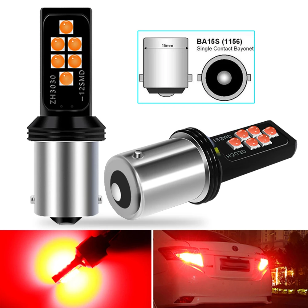 

2pcs P21W 1156 BA15S R10W 7506 5008 Led Canbus Tail Brake Stop Light Auto Rear Fog Bulb Car Diode Daytime Running Lamp Red 12V