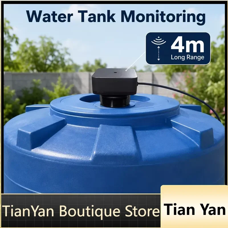 EE1 TLC2502 Dual Band 2.4G 5G Ultrasonic Liquid Level Transmitter 4m WiFi for TUYA Smart Water Fuel Tank Sensor with