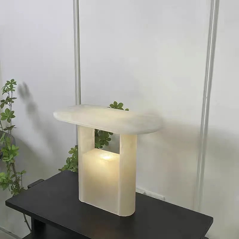 Modern Simple Designer Spanish Marble Table Lamp High-End Hotel Bedside Lamp Oval Natural Look