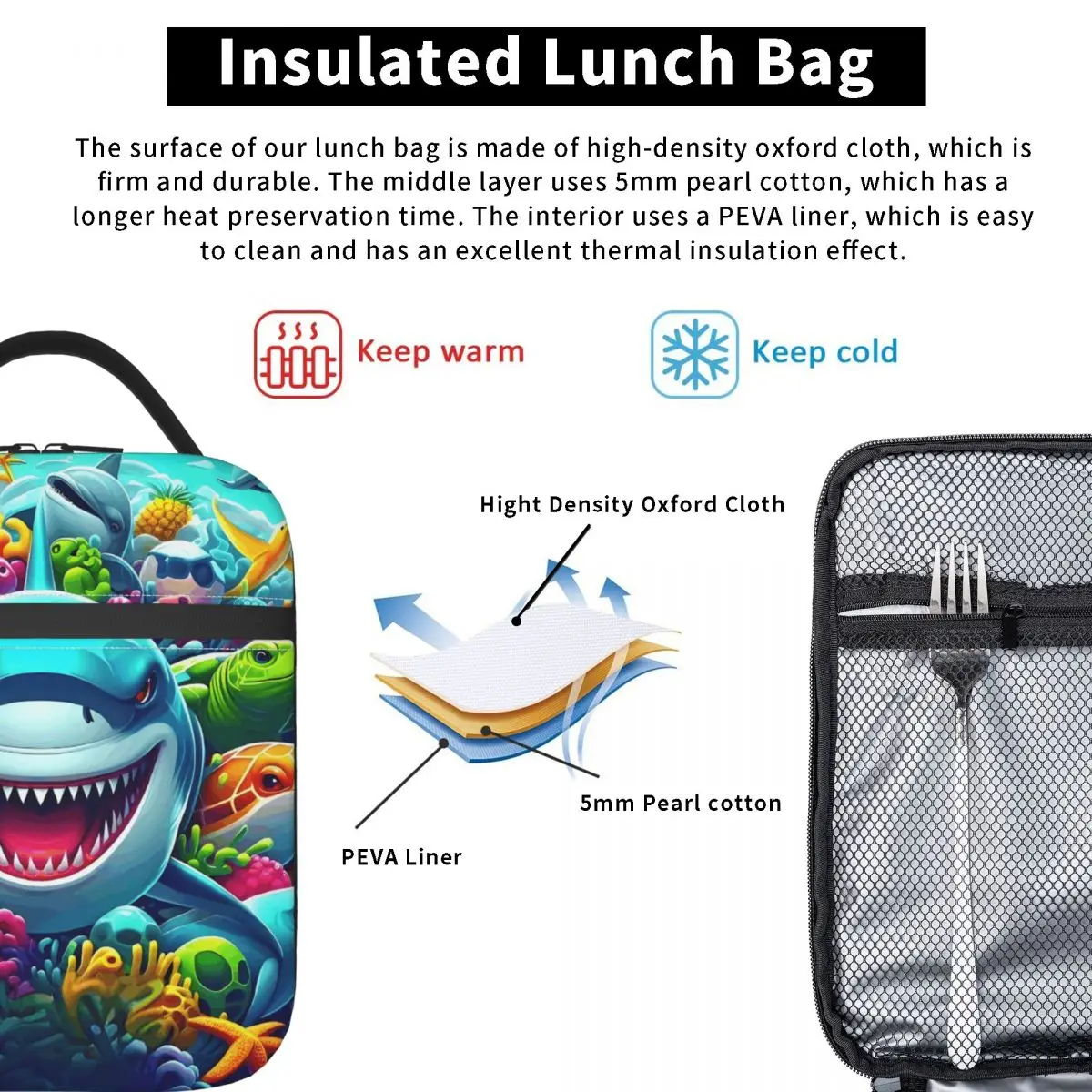 アニメファインディングニモサメランチバッグ女性クーラー暖かいコメディ冒険フィルム漫画断熱弁当箱子供のための学校