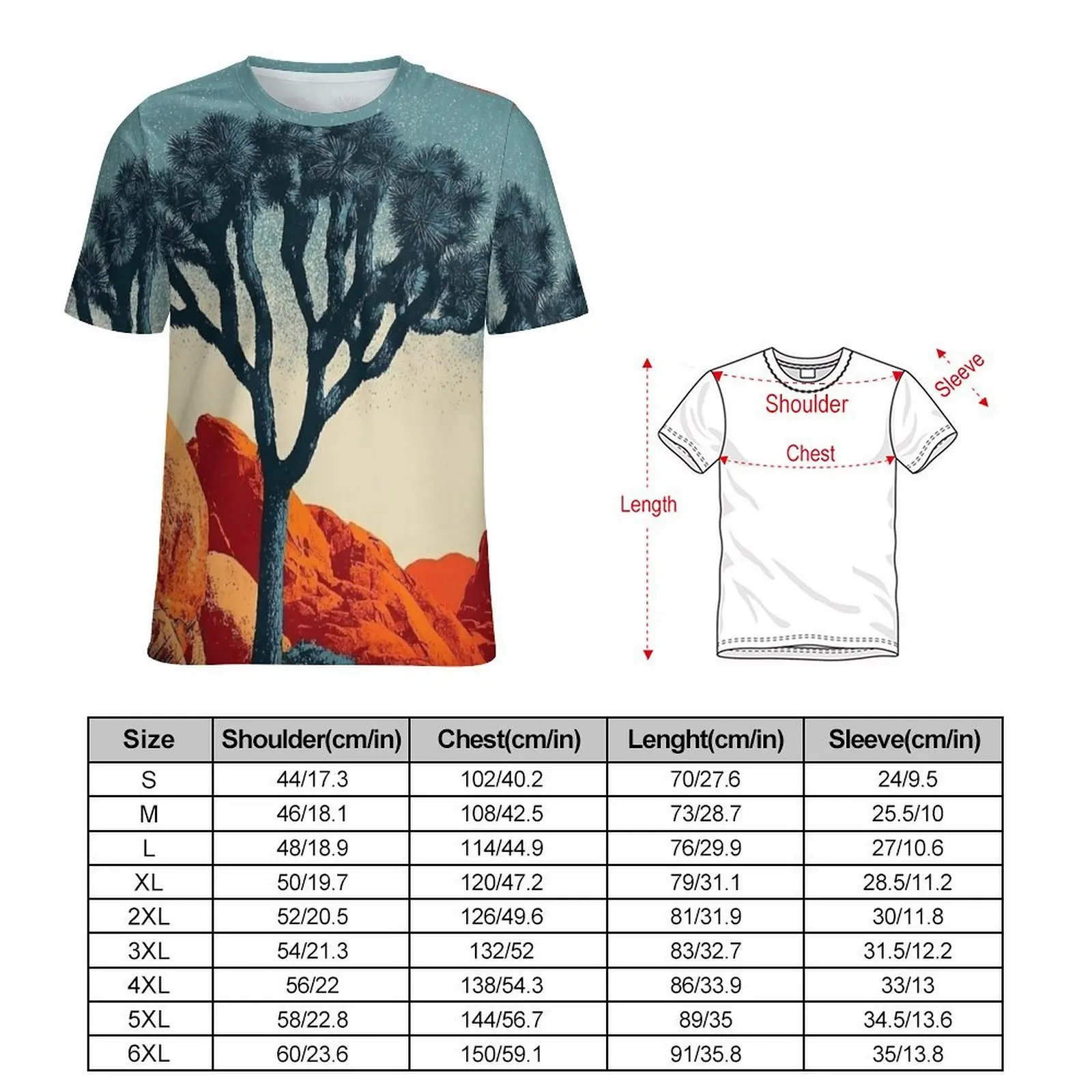 Couple Joshua Tree National Park Vintage Travel Poster T Shirt Fashion T Shirts Short-Sleeve Graphic Tshirt Casual Big Size Tees