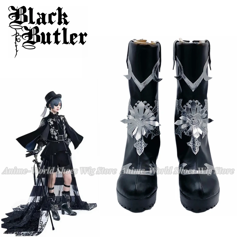 

New Anime Black Butler Kuroshitsuji Shoes Cosplay Ciel Phantomhive Costume 15th Anniversary Boots Custom Made