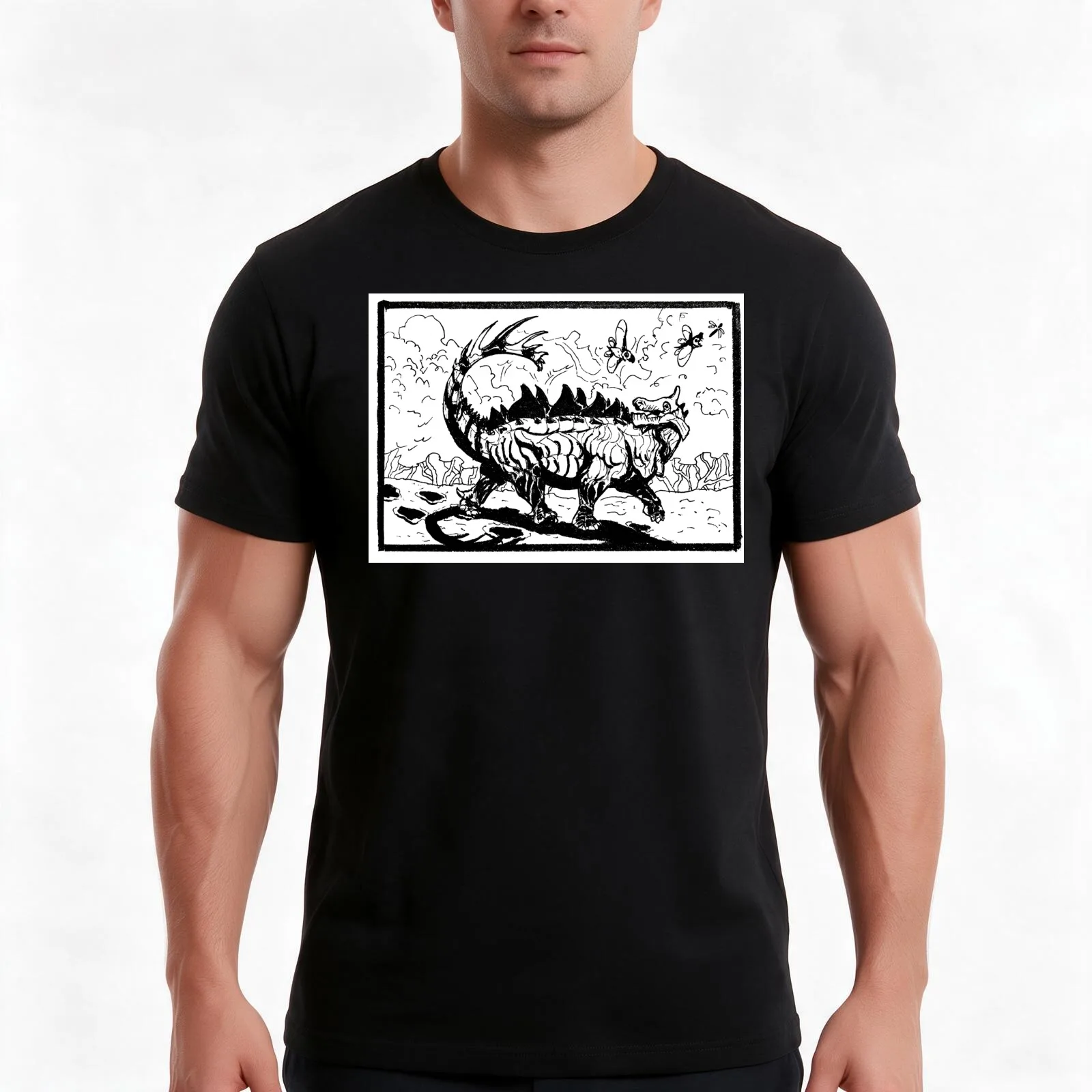 Inktober day 13 - Roof T-Shirt, Summer Casual Cotton Tee, Oversized Streetwear Tops, Vintage Graphic Print, Unisex Men Women