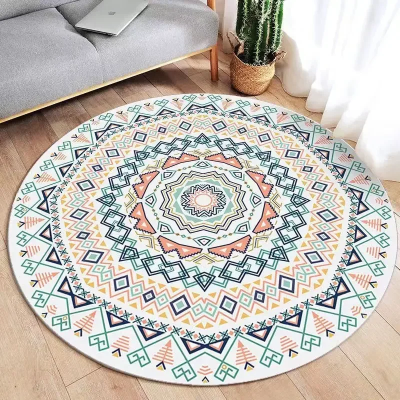 Bohemian Style Round Carpet Sofa Table Large Area Rugs Non-slip Doormat Retro Mandala Round Carpet Home Decor Alfombra Redonda