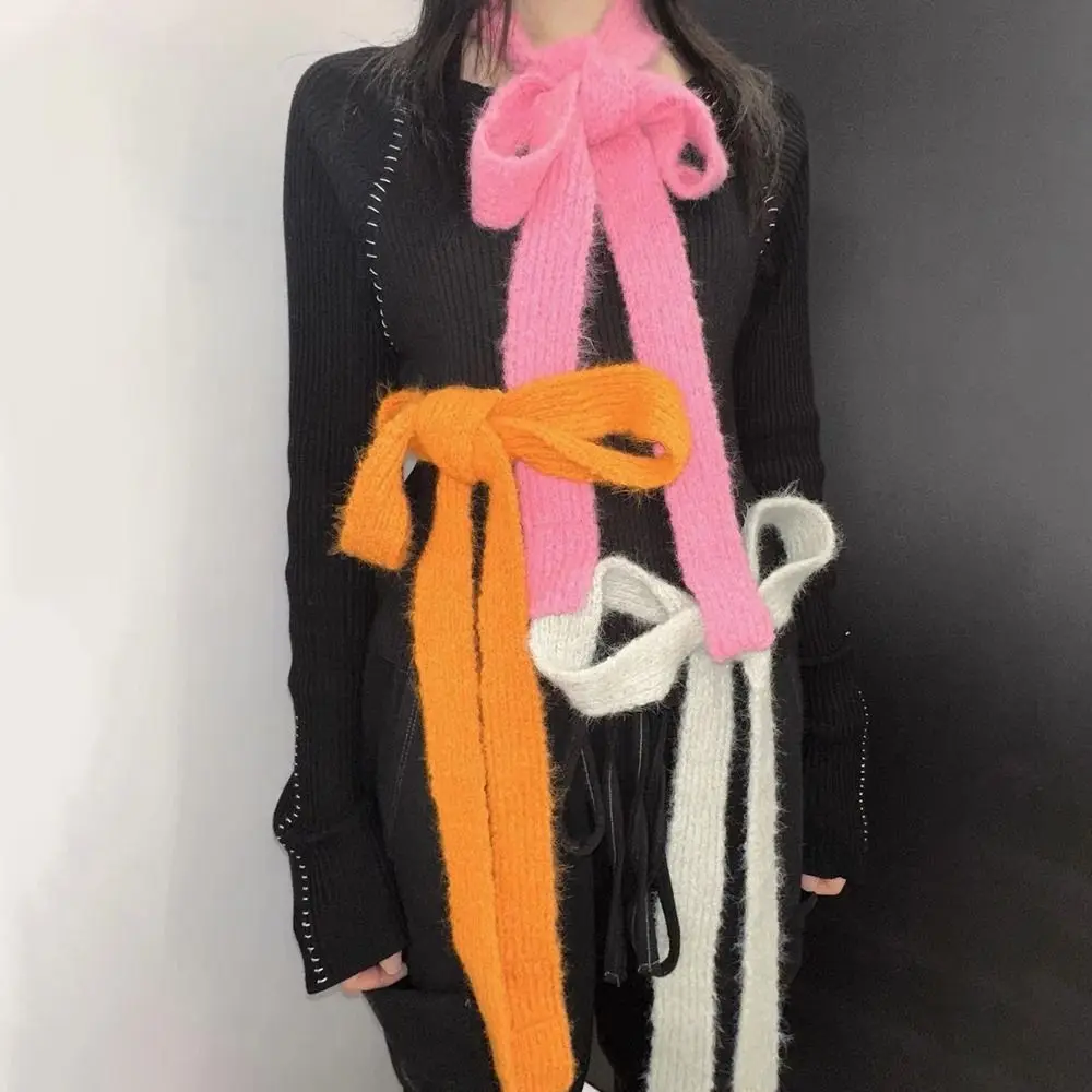 Sweet Letter Y2K Knitted Long Scarves Korean Style Slim Neck Tie Neck Tie Neckerchief Neckerchief Female/Girls