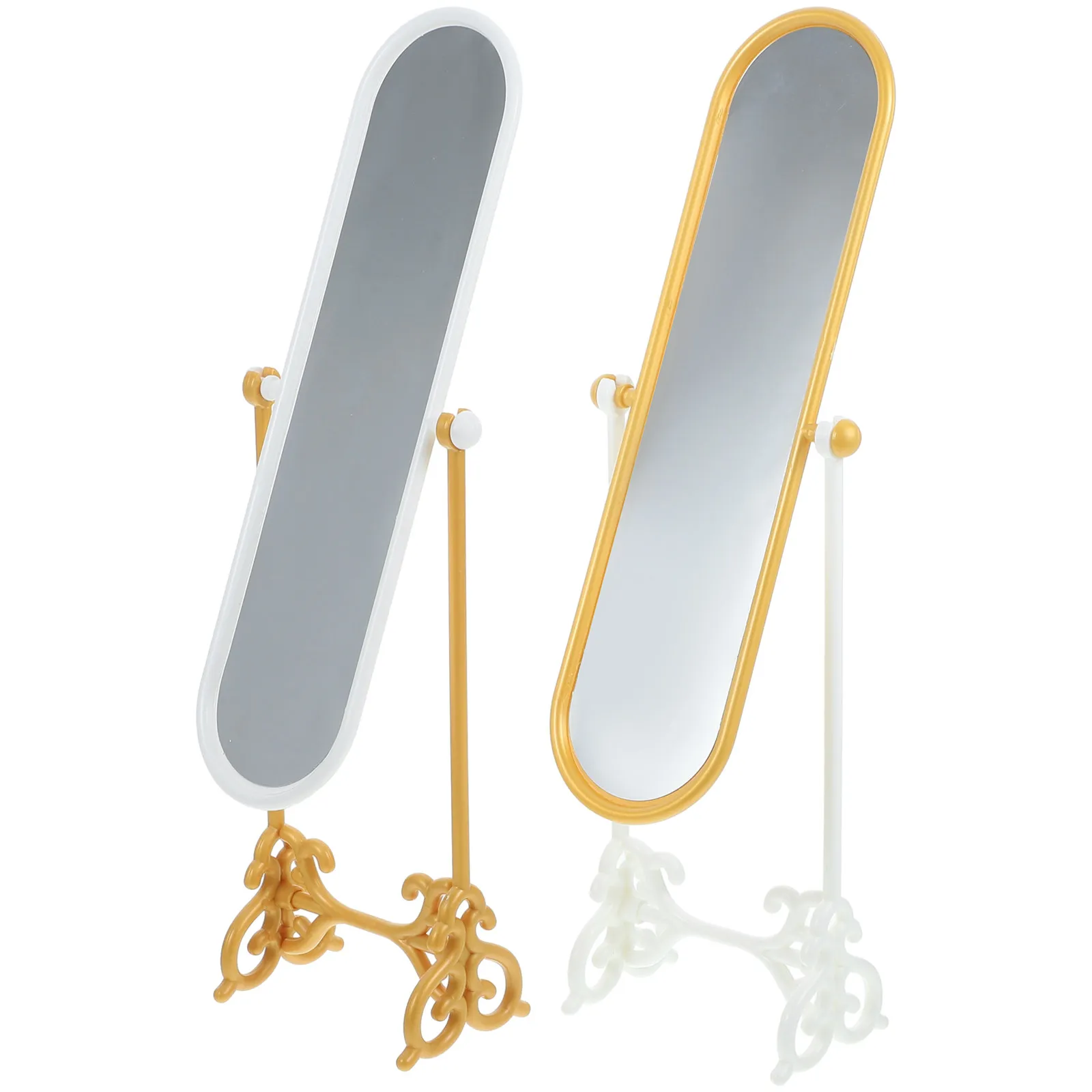 

2Pcs Miniature Mirrors Small Size Lovely Lightweight Kids Dollhouse Decoration Accessory Realistic Design