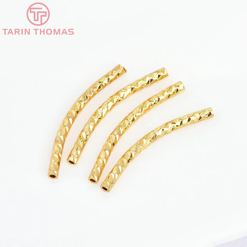 (3430)20PCS 2x20MM 18K Gold Color Plated Brass Curved Tube for Bracelet Making High Quality Diy Jewelry Accessories