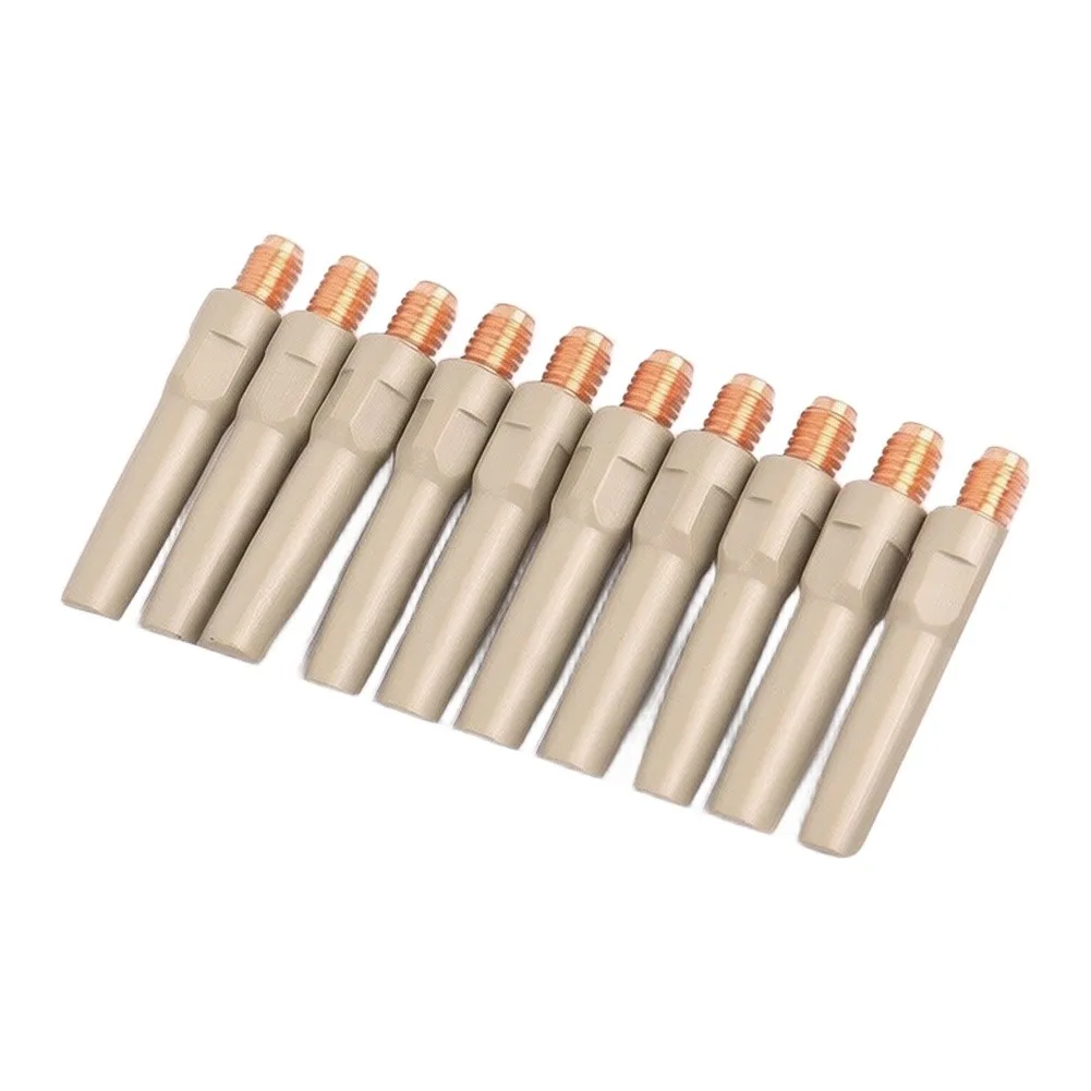 Conductive Nozzle Kit 10pcs for M6 For Welders 0.8mm 1.0mm 1.2mm 40mm Length with Copper Thread End Grey Finish