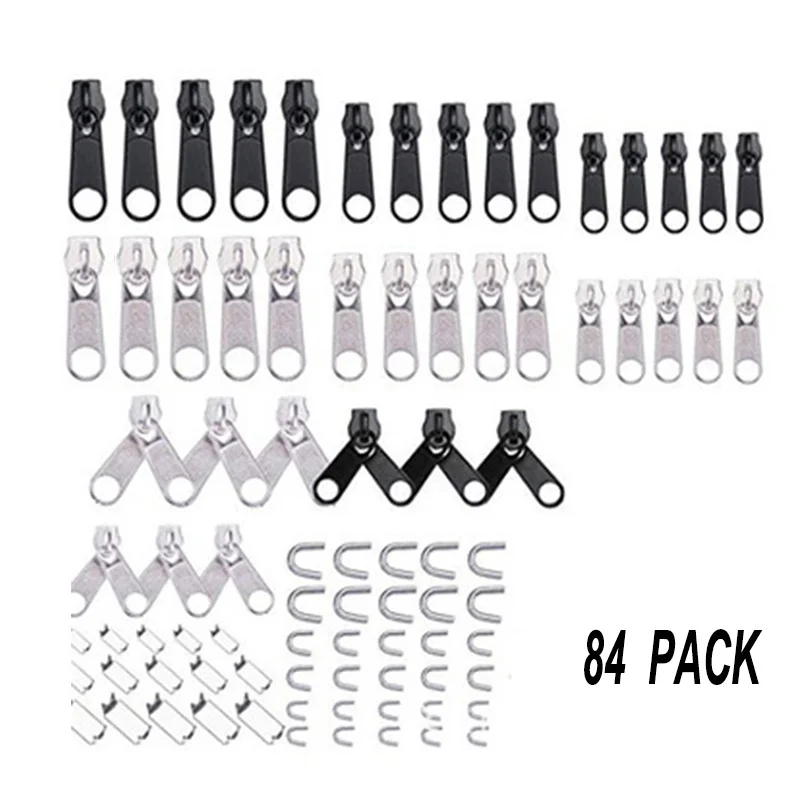 

84Pcs/Set Fix Zipper Slider Zipper Head Repair Kit Replacement For Broken Wearable Sliders Instant Repair Zipper Useful