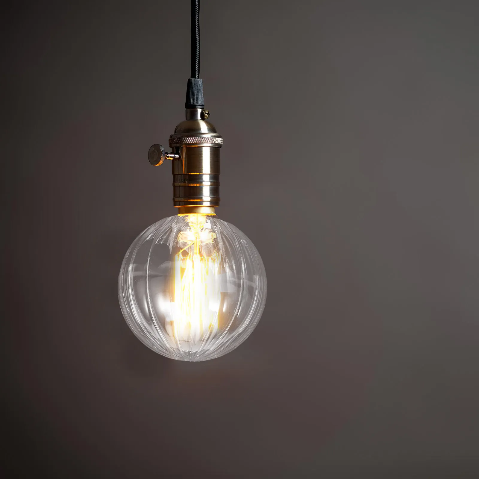 Glass Clear Ribbed Replacement Globe Glass Lamp Shade Inch Socket Spherical Light Cover Striped Design Modern