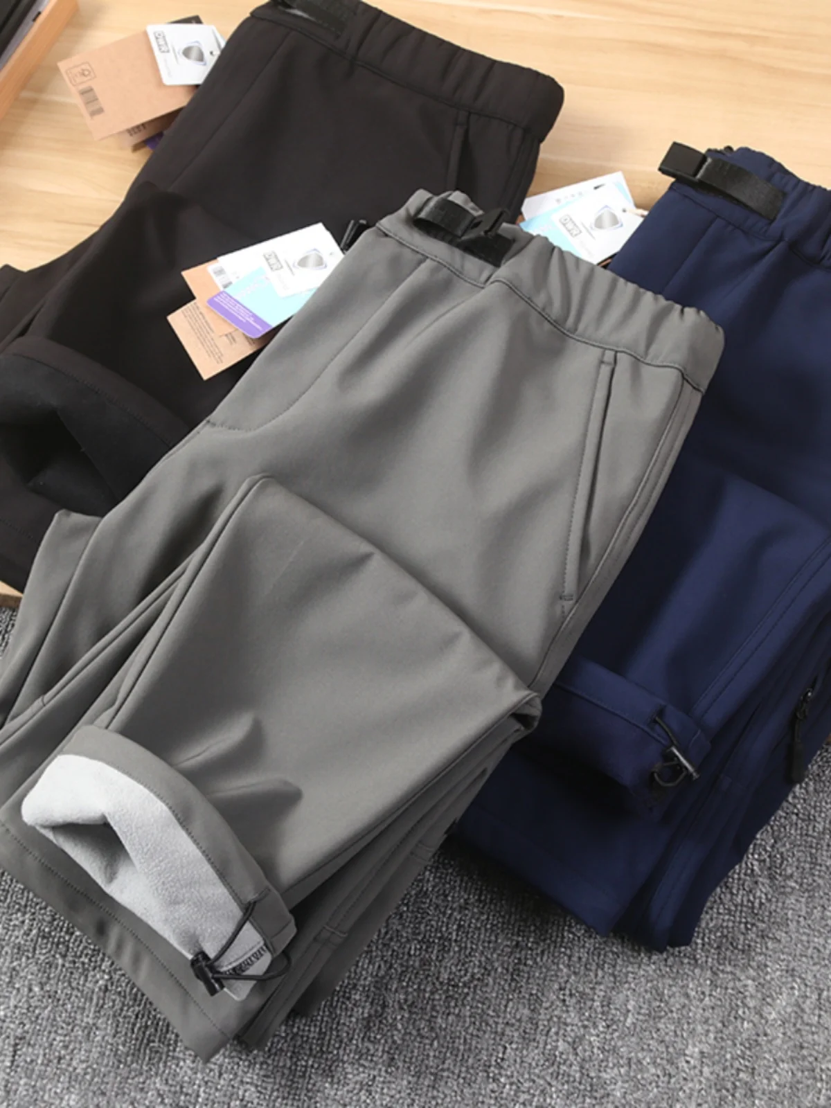 

Зимние уличные брюки Thiened Fce на подкладке, прямые повседневные брюки Snow Mountain, мужские мягкие ветрозащитные теплые брюки