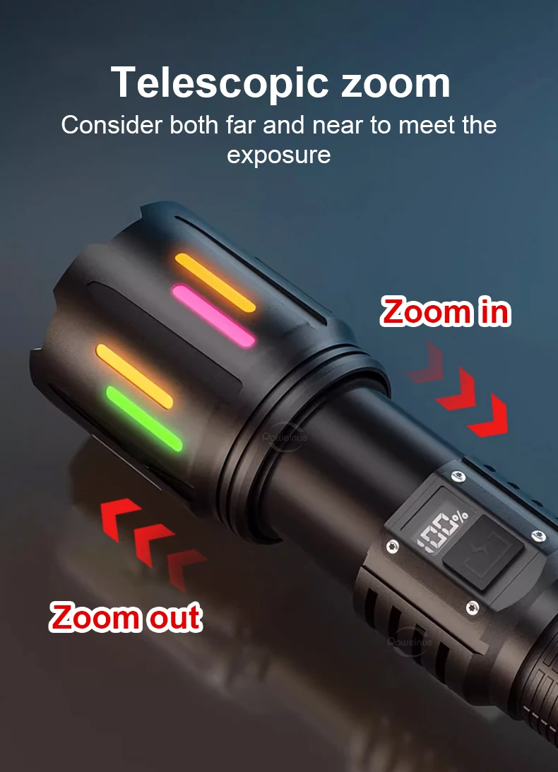 900000000LM Super Bright Flashlight Rechargeable LED Tactical Torch Ultra Bright Long Range 8000M Lantern Outdoor Lights