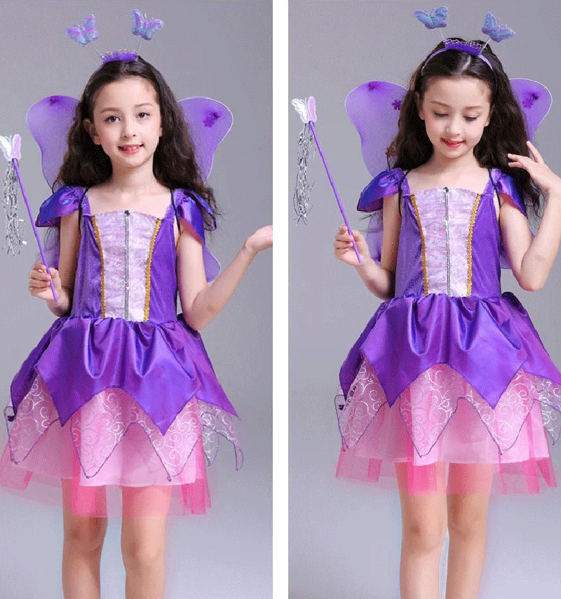 Kids Purple Princess Dresses Halloween Costume Perform Clothes Girls Birthday Party Christmas Gown Ball 3-10 Years