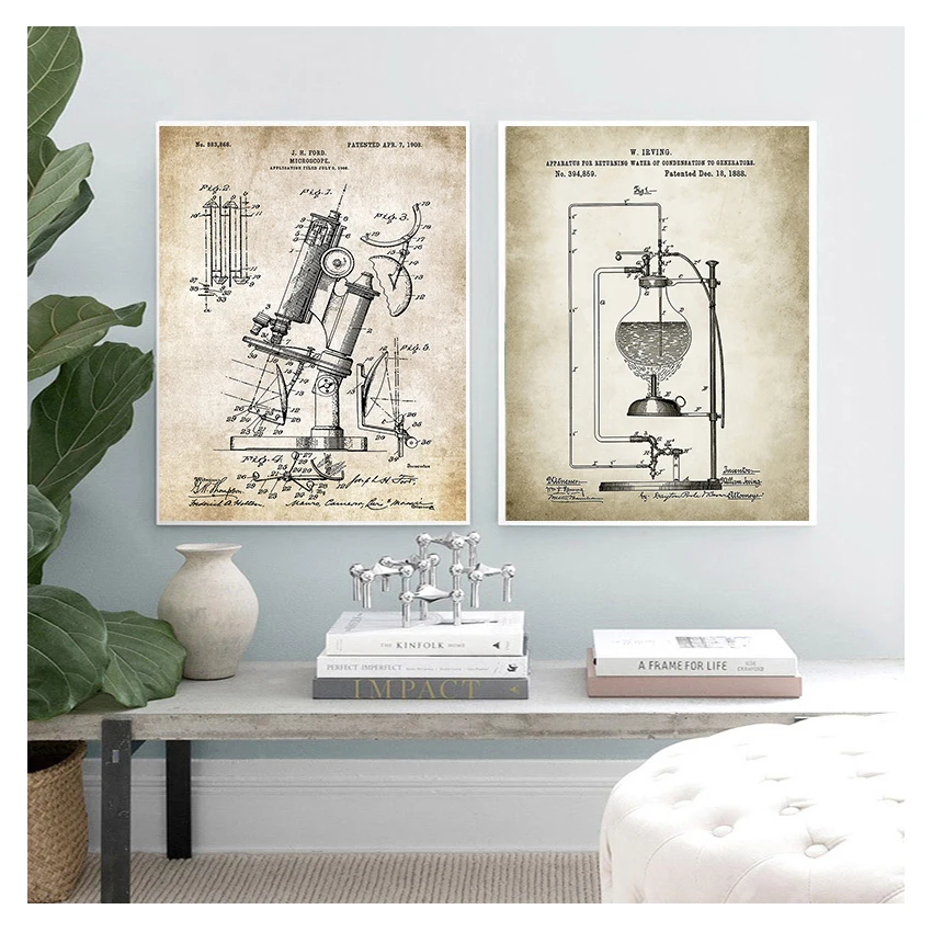 Print Science Wall Art Pictures Periodic Table Chemistry Canvas Painting Laboratory Decor Chemical Element Vintage Posters