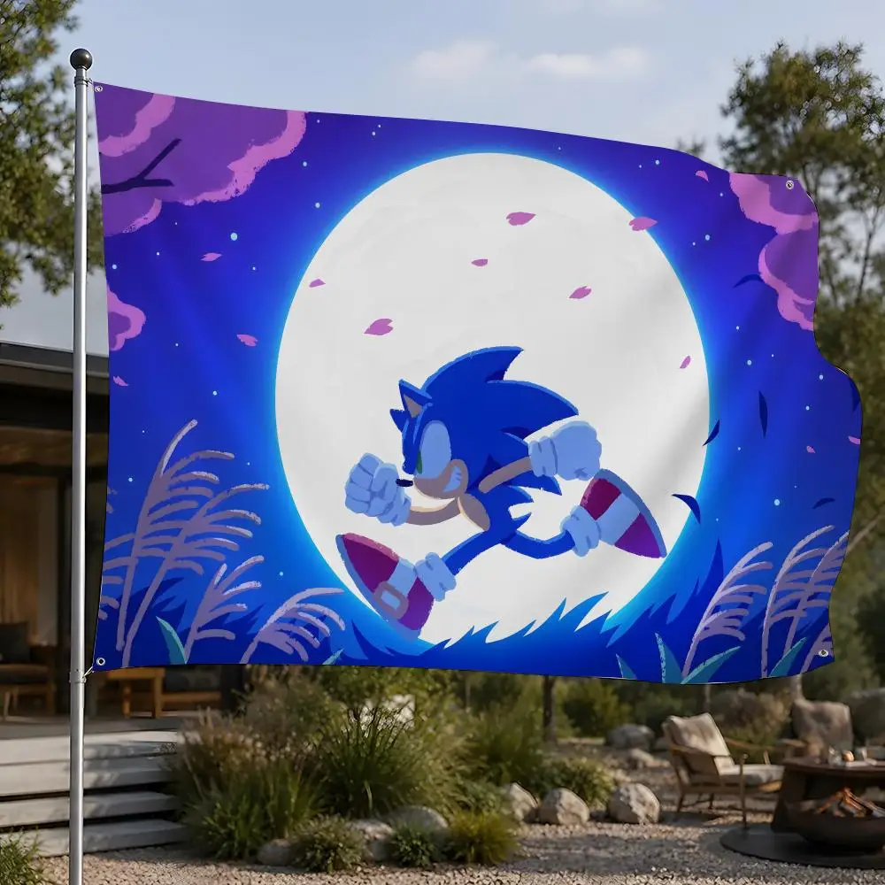 Game Character Sonic the Hedgehog Flags flag For Room Dorm Camping Picnic Art Style Garage Bar wall Decoration Banner