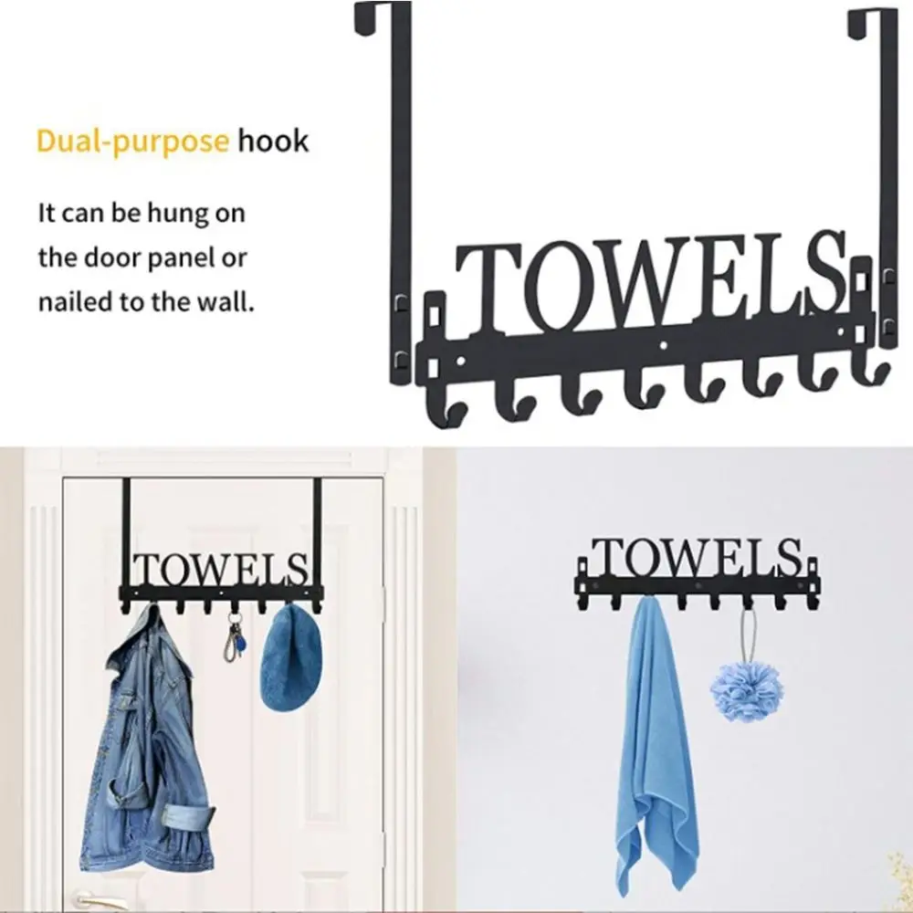 

Anti-slip Towel Rack No-Punch Wall Mounted Bathroom Coat Hooks 5 Hooks Towel Hanger Bath Towel Storage Rack Heavy Duty