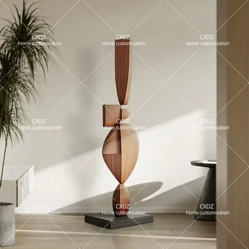 Abstract Wood Carving Floor Sculpture Art Installation for Hotel Model Room Living Room Entrance Sales Office Soft Decoration