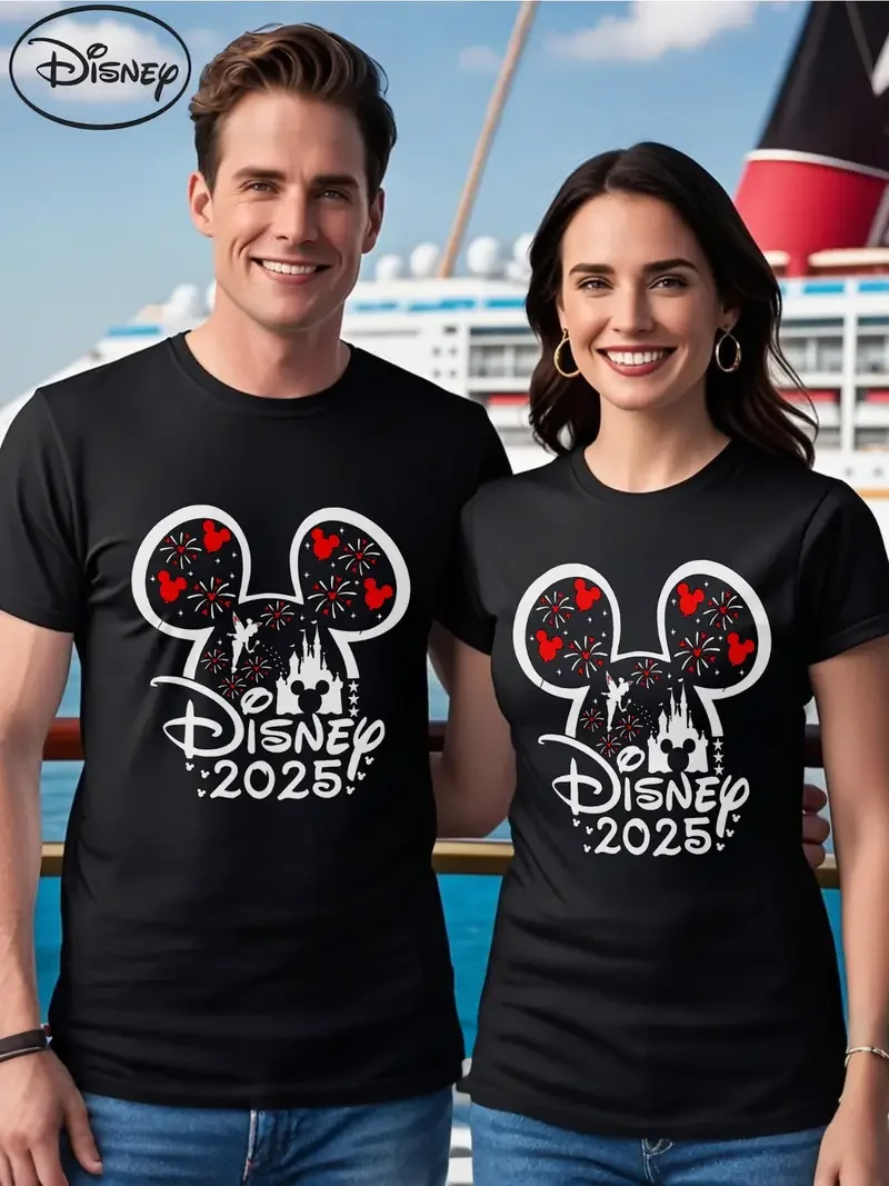 

Disneyland Mickey Mouse Series Couple T Shirt Men Casual Cotton Women Shirt Top Tee Unisex Short Sleeve Clothing Family Vacation