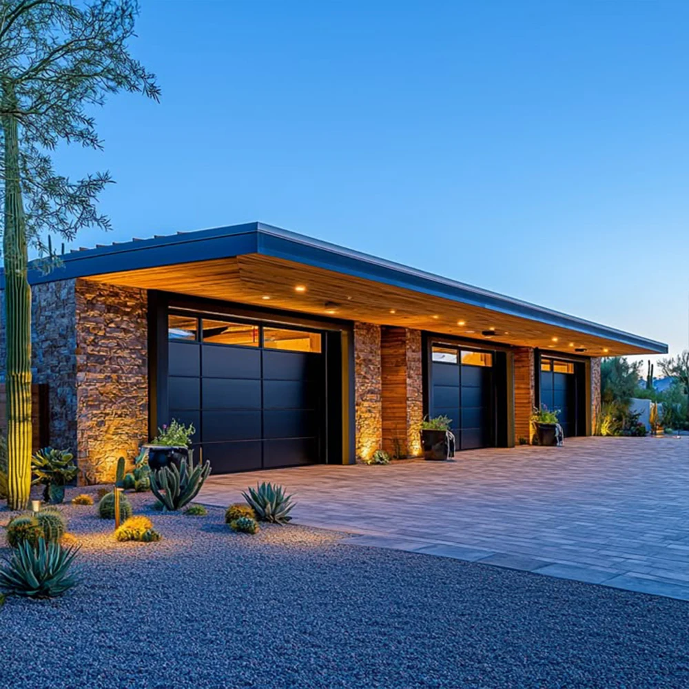 Sixinalu Garage Door Security Building Entrance Folding Entry Front Aluminum Profile Doors Double Glazed Custom Home Decor