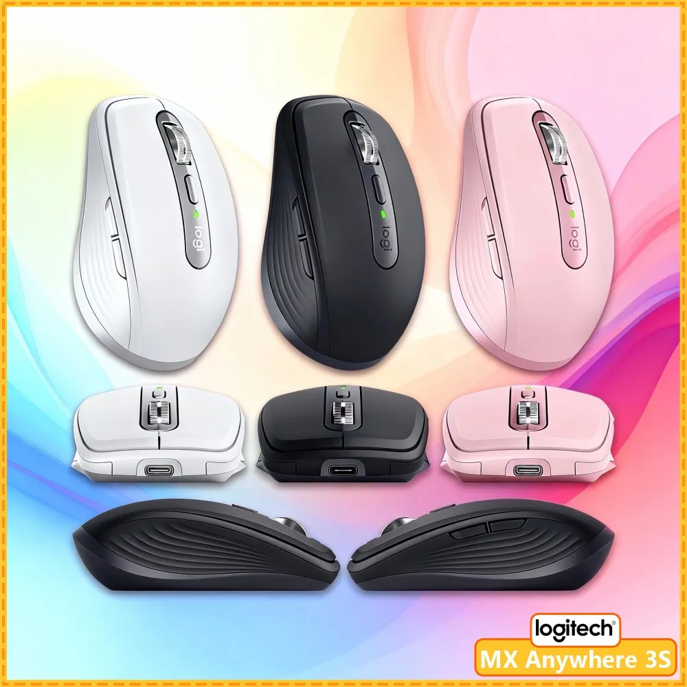 Logitech MX Anywhere 3S Professional Mouse - 8000 DPI, MagSpeed Wheel, Silent Buttons, USB-C Fast Charge, Travel-Ready Design