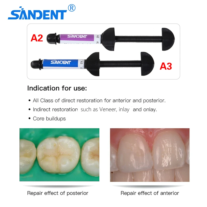 Dental Resin Composite Universal Light Cure Resin A2,A3 High Bonding Strength 4.5 gm Syringe All Shades