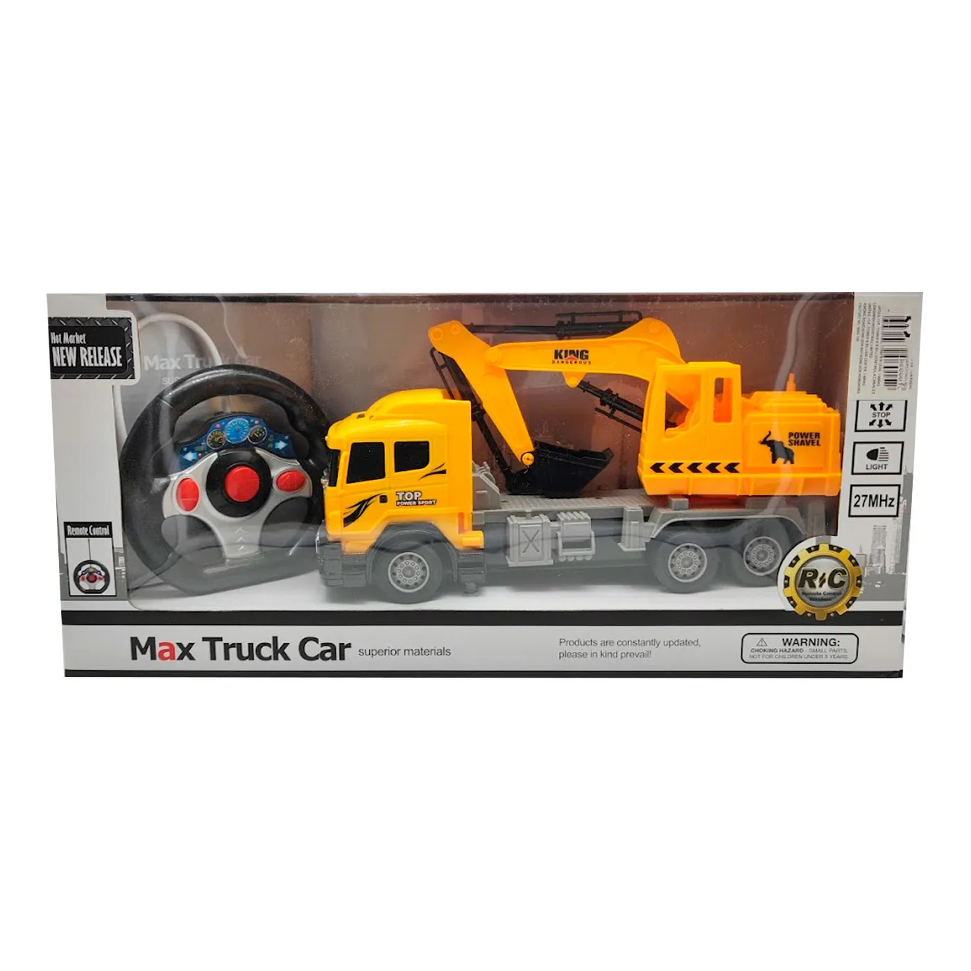 Tradineur truck with remote control Crane and lights, excavator shovel, building set, truck car, dimensions 27x15x8