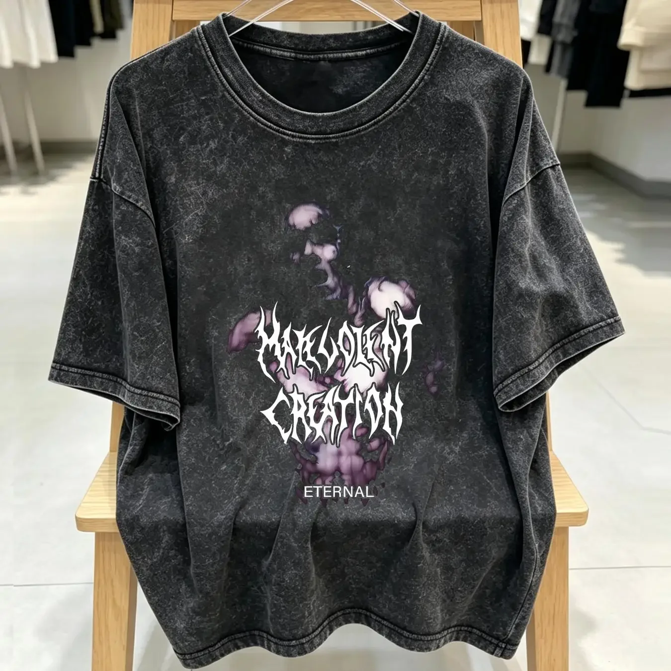 washed T Shirt Malevolent Creation 'Eternal' Black NEW OFFICIAL vintage Washed graphic Stylish fashion Breathable Casual Soft