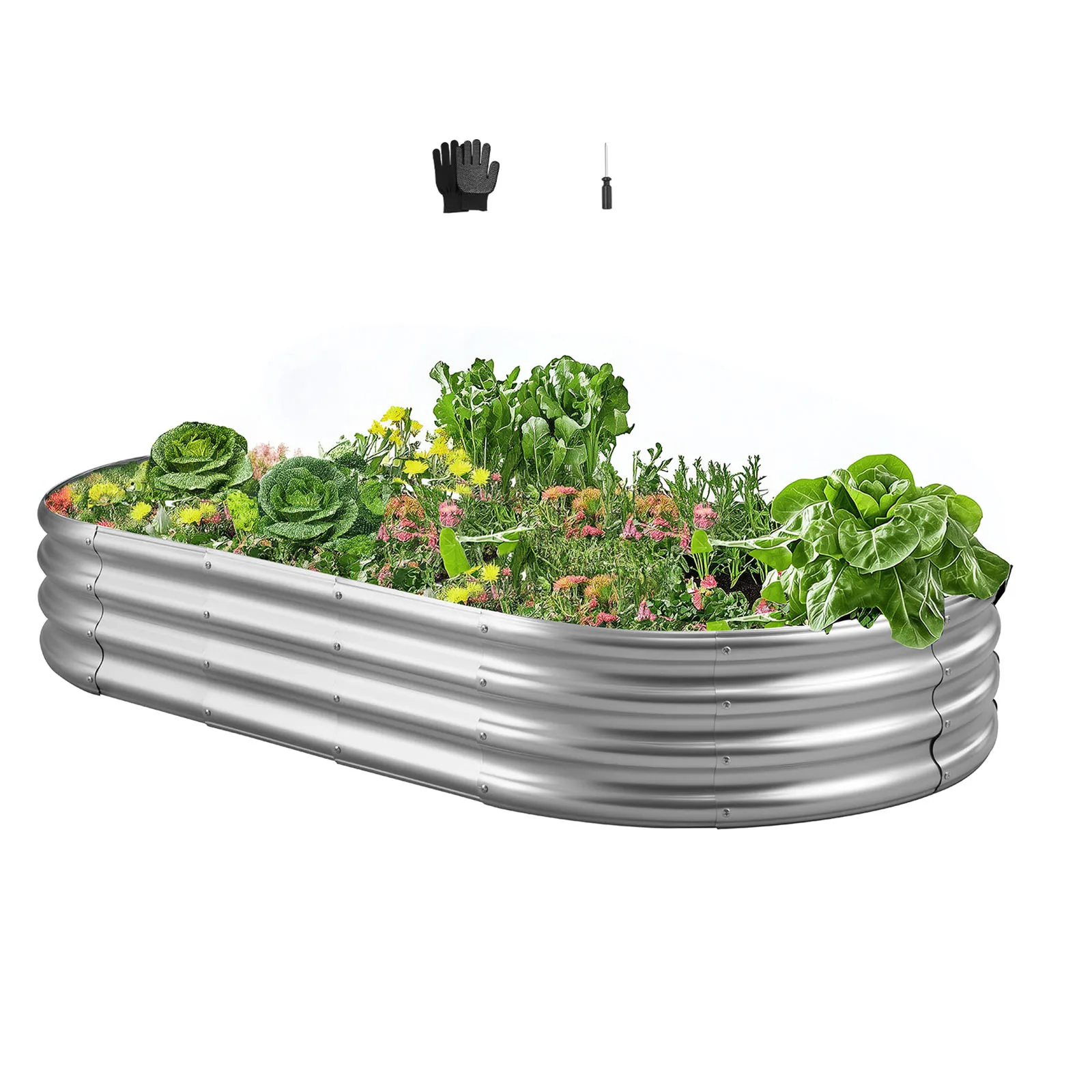 VEVOR Metal Raised Garden Bed Open Bottom Design Large Planter Raised Bed for Growing Vegetables  Flowers Herbs Succulents