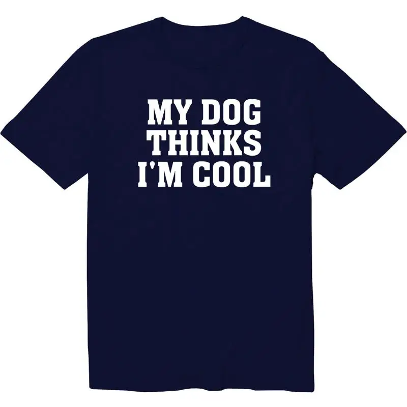 

Моя собака думает, я круто, забавная футболка для влюбленных, саркастическая