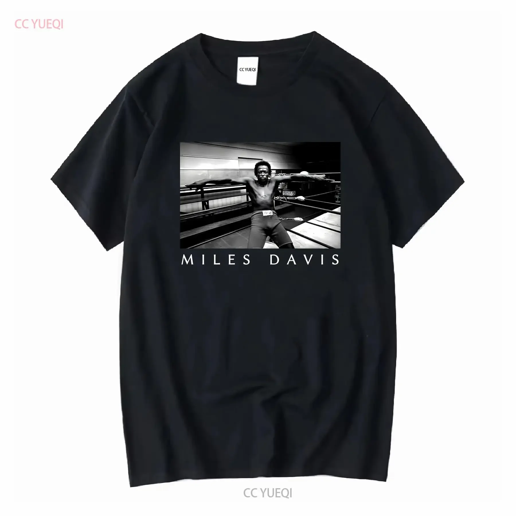 Band T Shirt MILES DAVIS Boxing Ring Black Medium vintage Washed Unisex Soft Casual Comfortable fashion homme Versatile