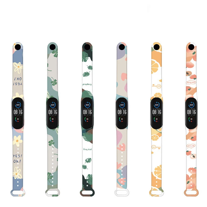 NEW For Xiaomi Mi Band 6 5 4 3 NFC Strap Band Silicone Watercolor Printing Pattern Blet Xiao MI 4 3 Watch Band Bracelet Wrist