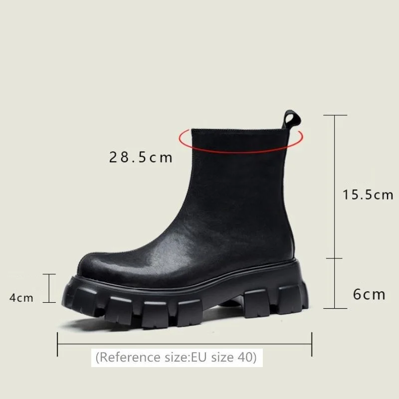 Round Toe Thick-soled 6cm Height increase Boots Men Autumn Winter Ankle Boots England Trendy Mens Motorcycle boots 37-44