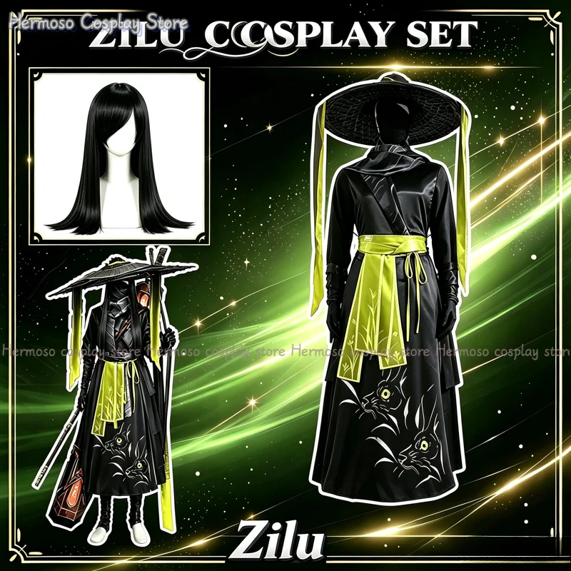 Presale Zilu Cosplay Costume Dress Wig Women Men Black Green Cos Outfit for Carnival Comic Convention Themed Party Dress Up Suit