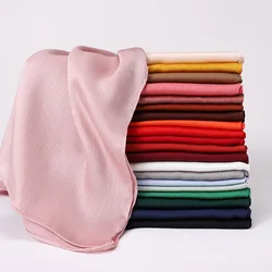 70*180cm One Piece Solid Crepe Malaysia High Satin Silk Shinny Scarf Islam Shawl Head Wraps Soft Long Muslim Hijab