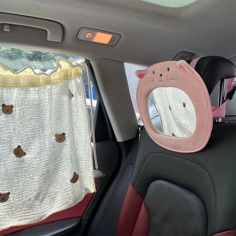 Espelho retrovisor infantil suspenso Animal bonito dos desenhos animados Pingente de carro de pelúcia Observação do assento de segurança para