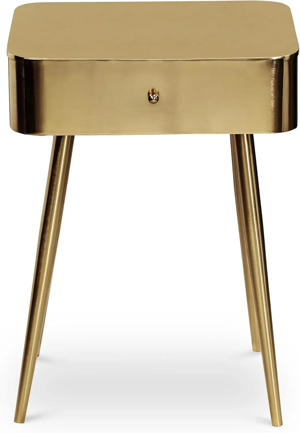 Meridian Furniture 331Gold Rylan Collection Modern | Contemporary Night Stand With Brushed Gold Metal Nightstand/Side Table, 1