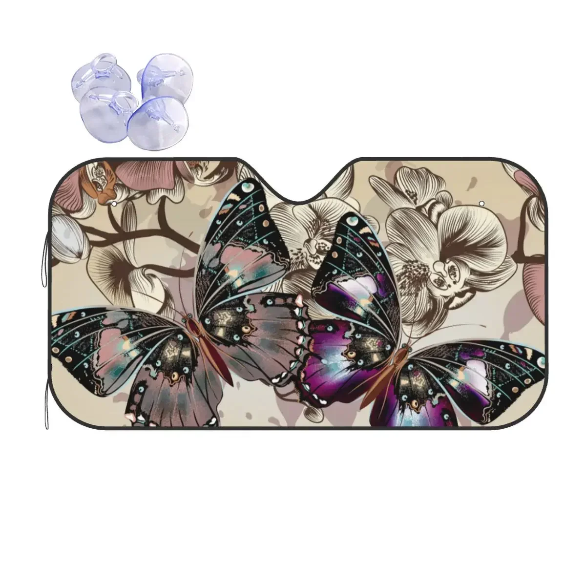 

Chinoiserie Sunsha Windscreen Chinese Style Butterfly Funny Car Front Window Visor 70x130cm Car Sunsha Heat Reflector