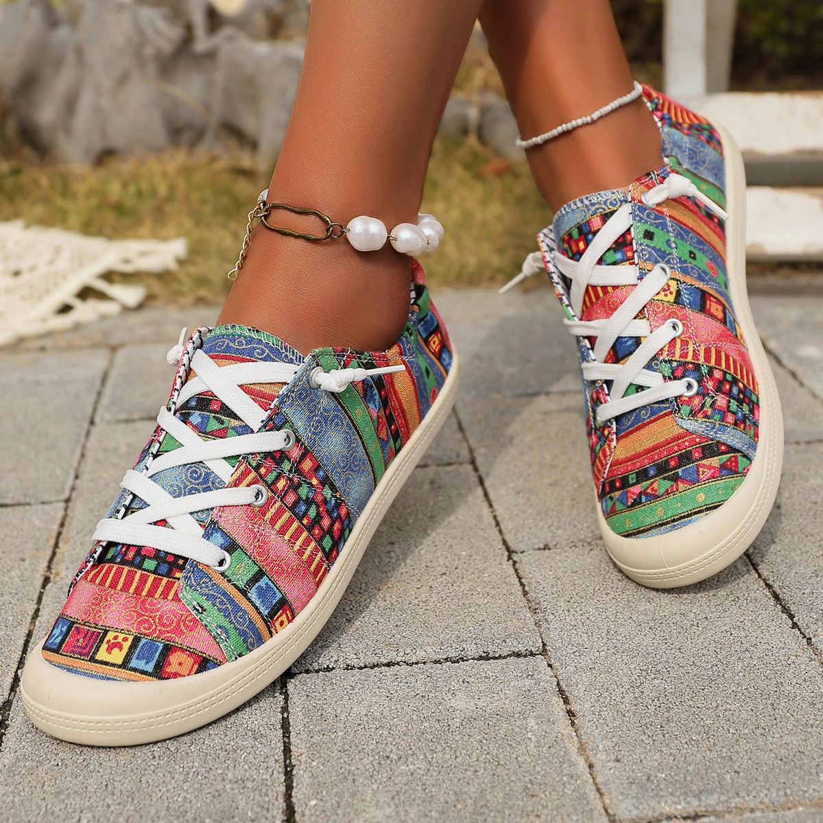 Zapatillas deportivas informales para mujer, alpargatas de moda, suelas blandas, diseño sin cordones, estampados, zapatos de mujer, primavera, verano, otoño, interior