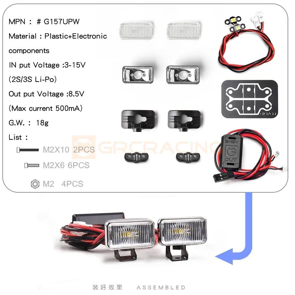 CGRC 1 Set LED-Scheinwerfer für 1/10 RC Crawler Car Traxxas TRX4 Defender Bronco TRX6 G63 AXIAL SCX10 RC4WD D90 Teile