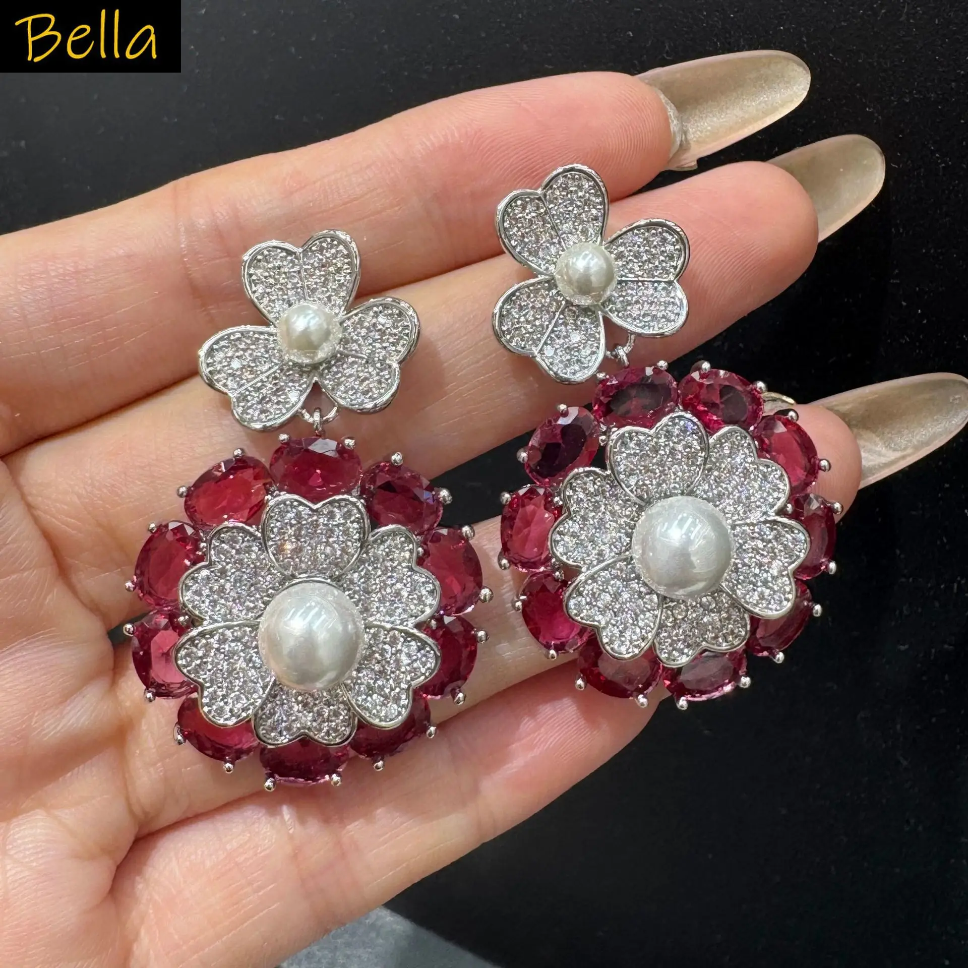 boucles-d'oreilles-en-zircone-cubique-pour-femmes-bijoux-de-luxe-fleur-rouge-bleu-vert-pendantes-couleur-argent-bijoux-mignons-pour-diner