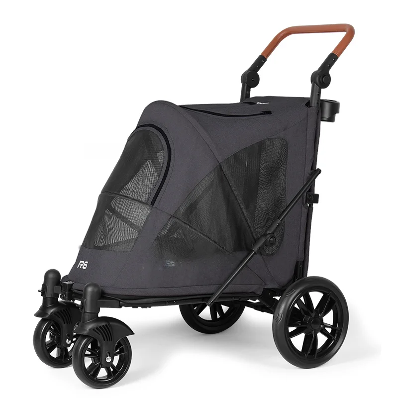 Nordic Pet Stroller 4-wheel Outdoor Travel Dog Walking Portable Trolley Lightweight Foldable Dog And Cat Medium Dog Pushchair