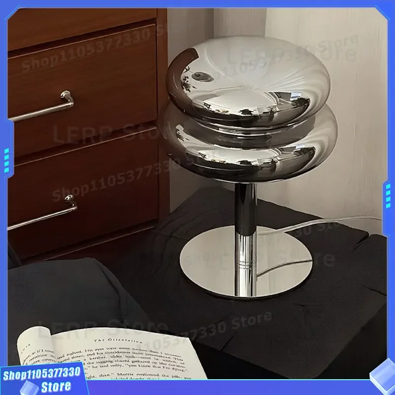 Nordic Simple Glass Egg Tart Desk Lamp Medieval Style Bedroom Bedside Night Light Living Room Home Decoration Table Lighting