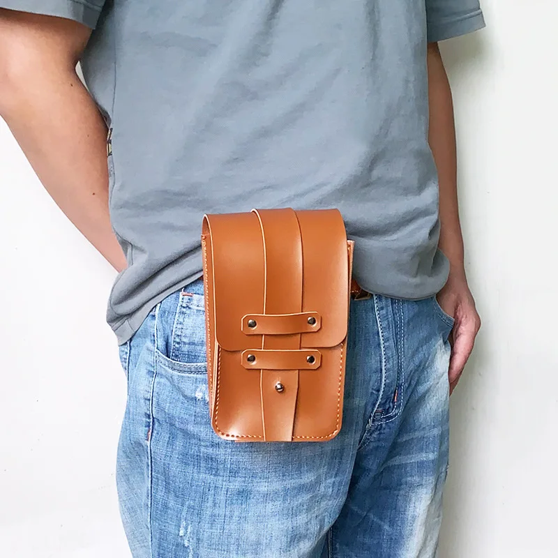 

High Quality PU Outdoor Sports Waist Bag Men's 2025 New Street Tactical Bag Men's Phone Bag Wearing Belt Tool Leg Bag