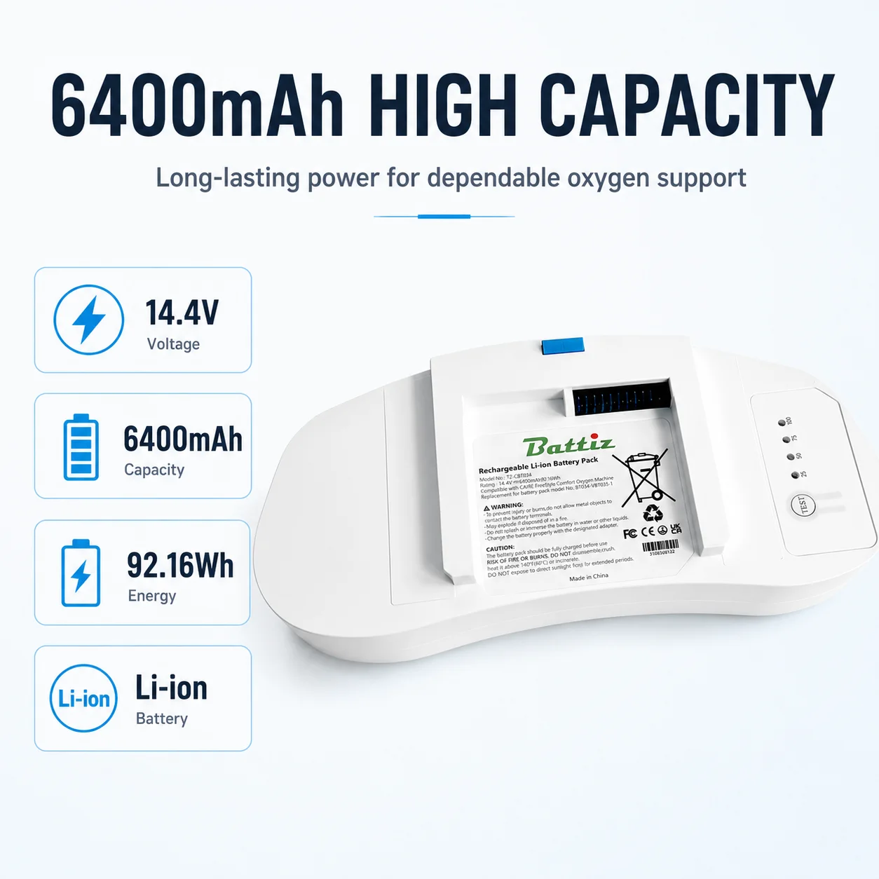 Replacement Battery for BT034- - đánh giá và giá Portable Oxygen Concentrator Battery