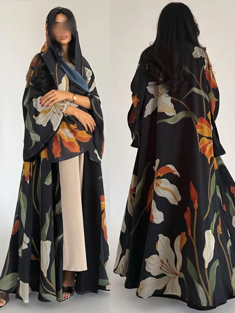 

Ид женский шарф с принтом Абая мусульманский кардиган платье вечерние Джалабия Рамадан длинные абайи Vestidos Largos арабский халат марокко кафтан