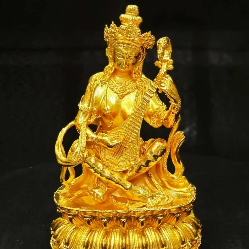 Vintage gilt copper carving Goddess of Miracles Buddha statue home Buddhist hall living room tabletop ornaments crafts gifts
