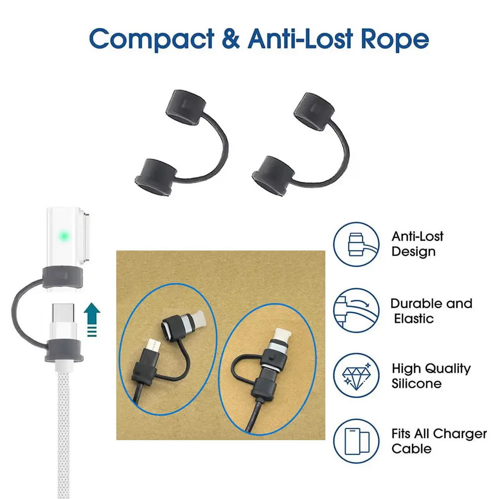 1 organizador de cabo de alimentação, organizador de mesa e vários adaptadores de carregamento de linha de telefone com capa protetora anti-perda de silicone