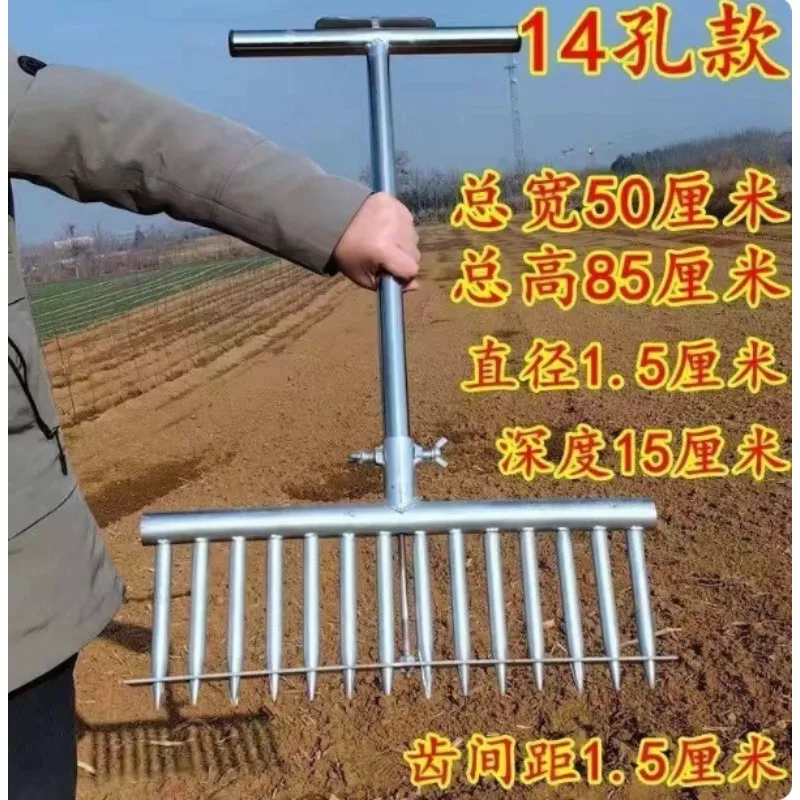 Manual Soil Hole Punch for Planting Onion, Handheld Dibber for Wheat Grass Transplanting