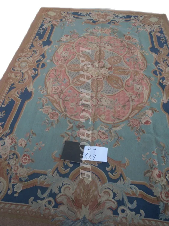 

Free Shipping 6'X9' French Aubusson Rug, 100% hand woven New Zealand woolen rug