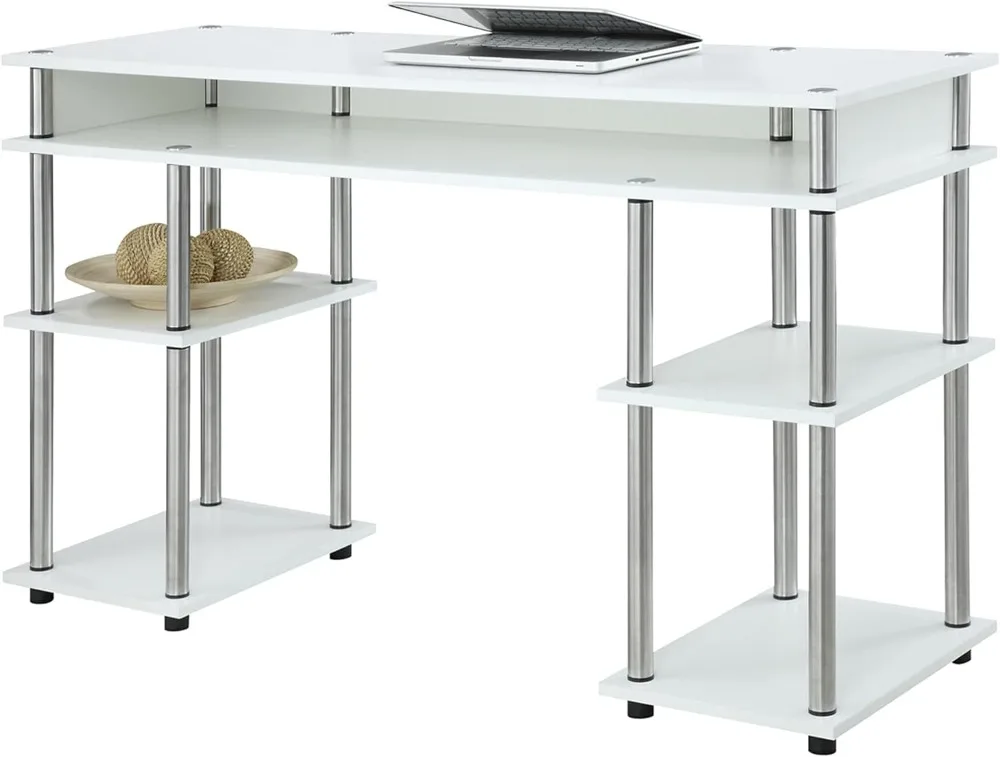 Gemaksalon Meubelconcepten Ontwerpen2go Geen Gereedschap Studentenplanken Bureau, 47.25 "L X 15.75" Wx 30 "H, Wit